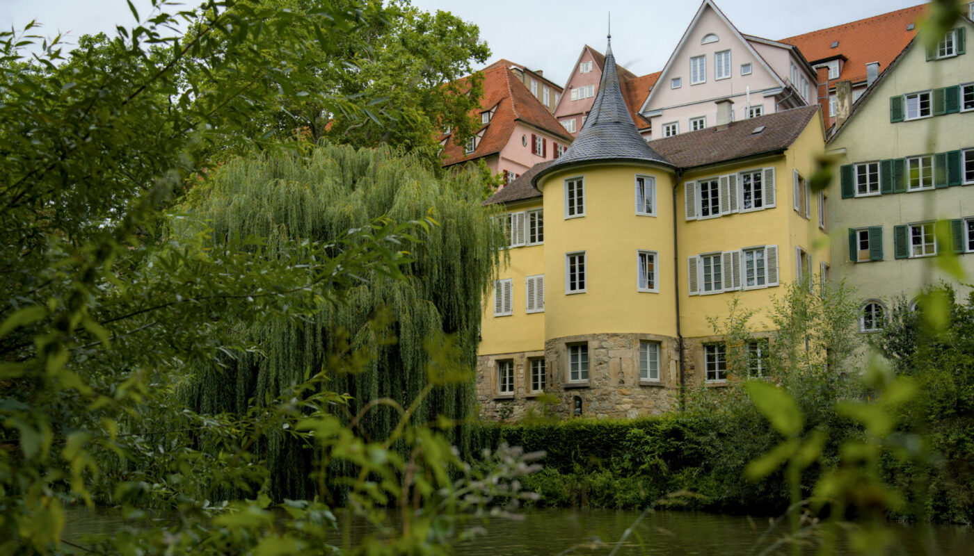 tübingen, râul neckar și centrul vechi, scenă din lumina spirituală